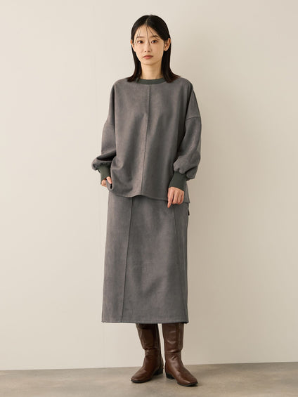スウェードタッチダンボールナロースカート≪手洗い可能≫
