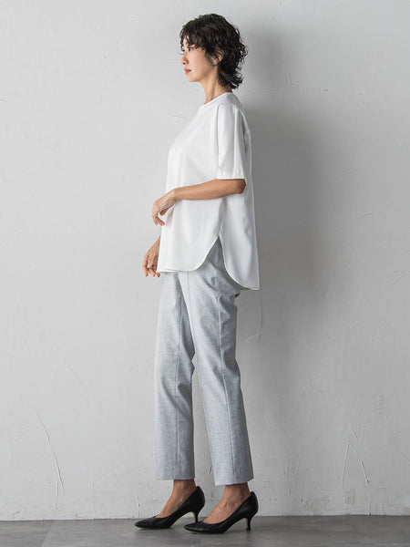 【大きいサイズ】バックサテン切り替えスムースカットソー