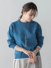 配色クルーネックニット≪洗える≫