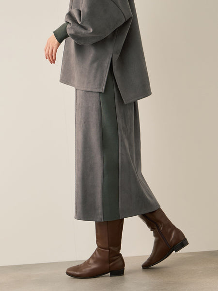 スウェードタッチダンボールナロースカート≪手洗い可能≫