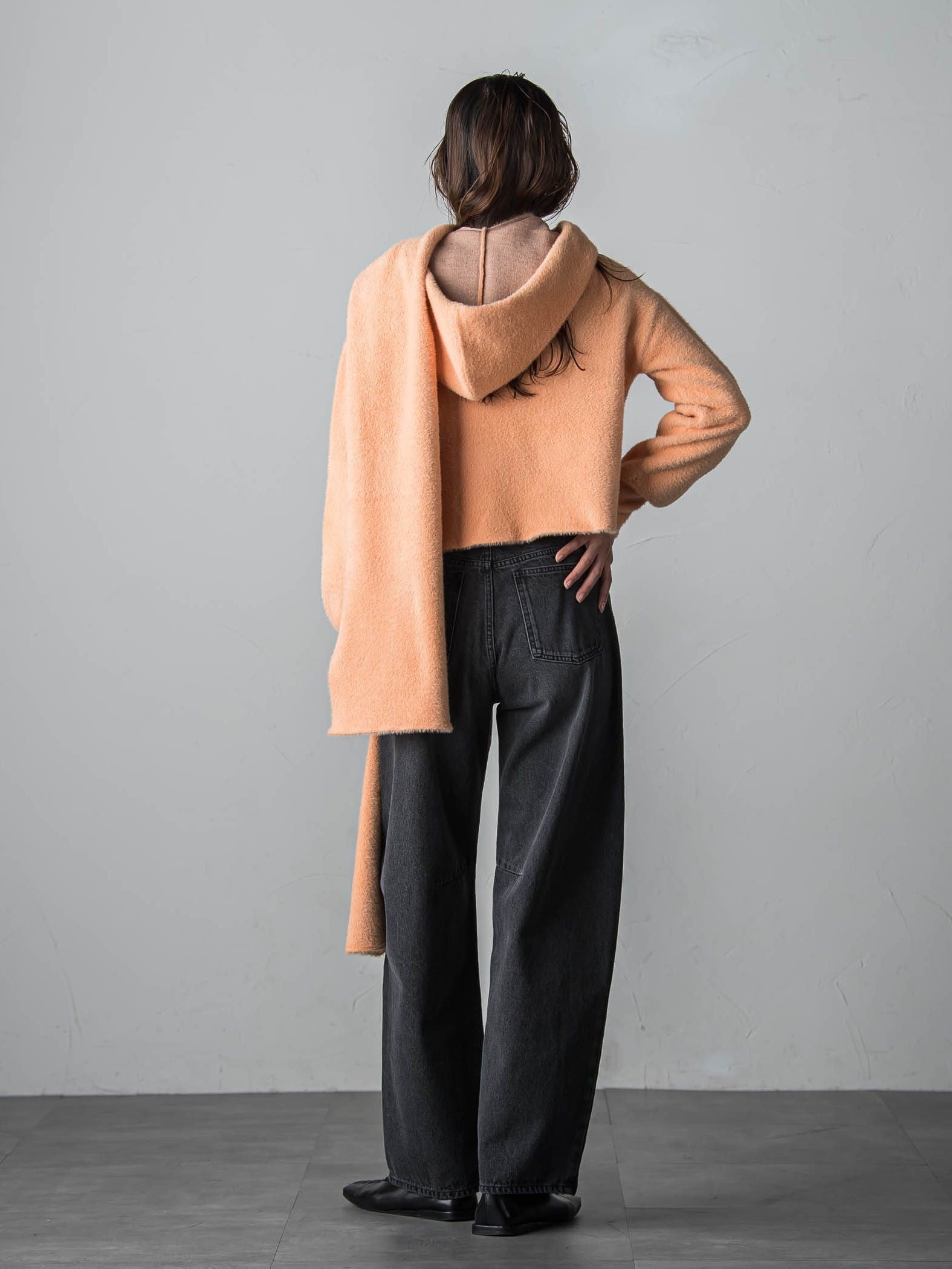 フェザーヤーンWフェイスフーディニットストール≪手洗い可能≫