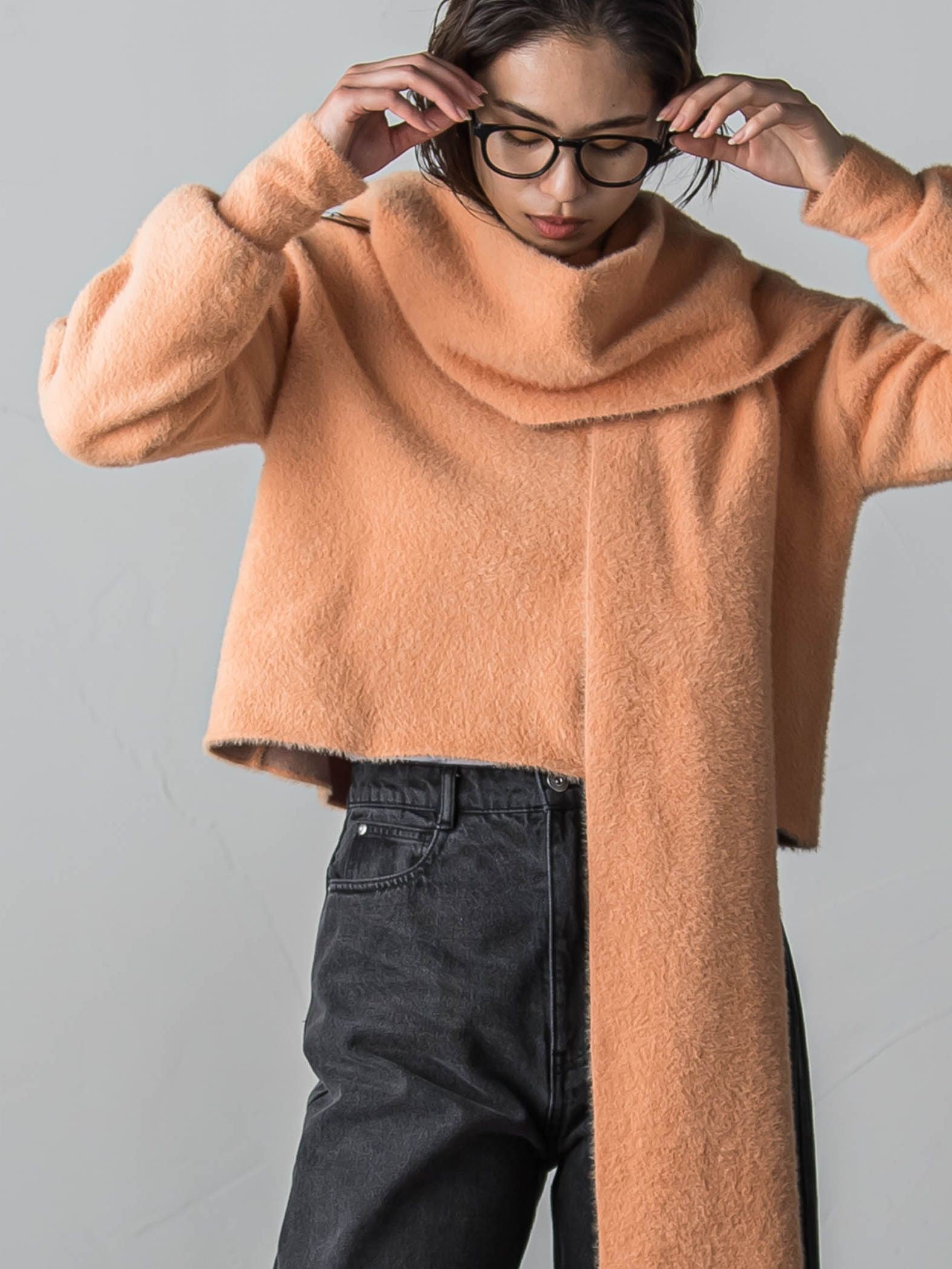 フェザーヤーンWフェイスフーディニットストール≪手洗い可能≫