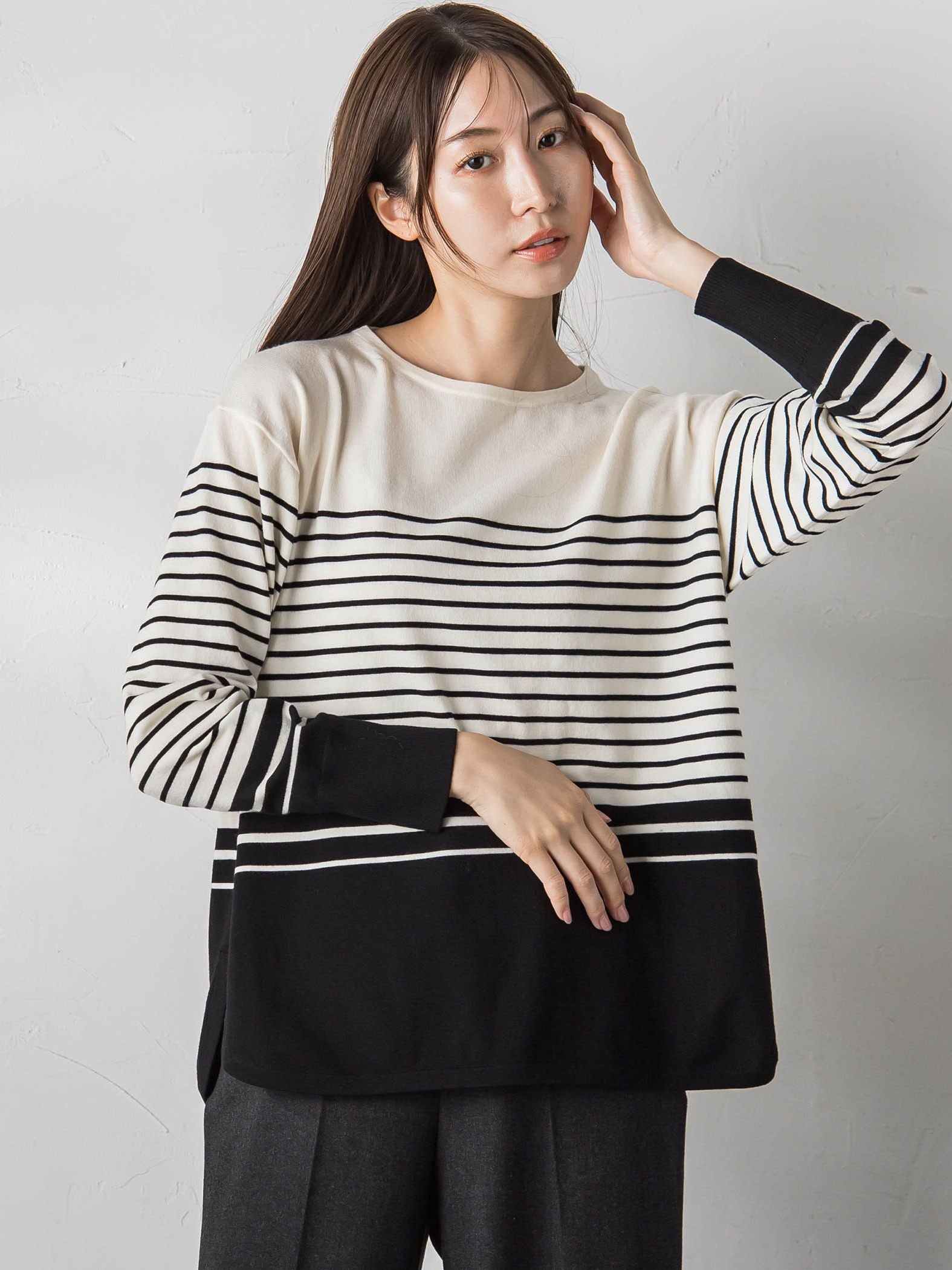 【大きいサイズ/カタログ掲載】EMPIREクルーネックニットプルオーバー≪手洗い可能≫