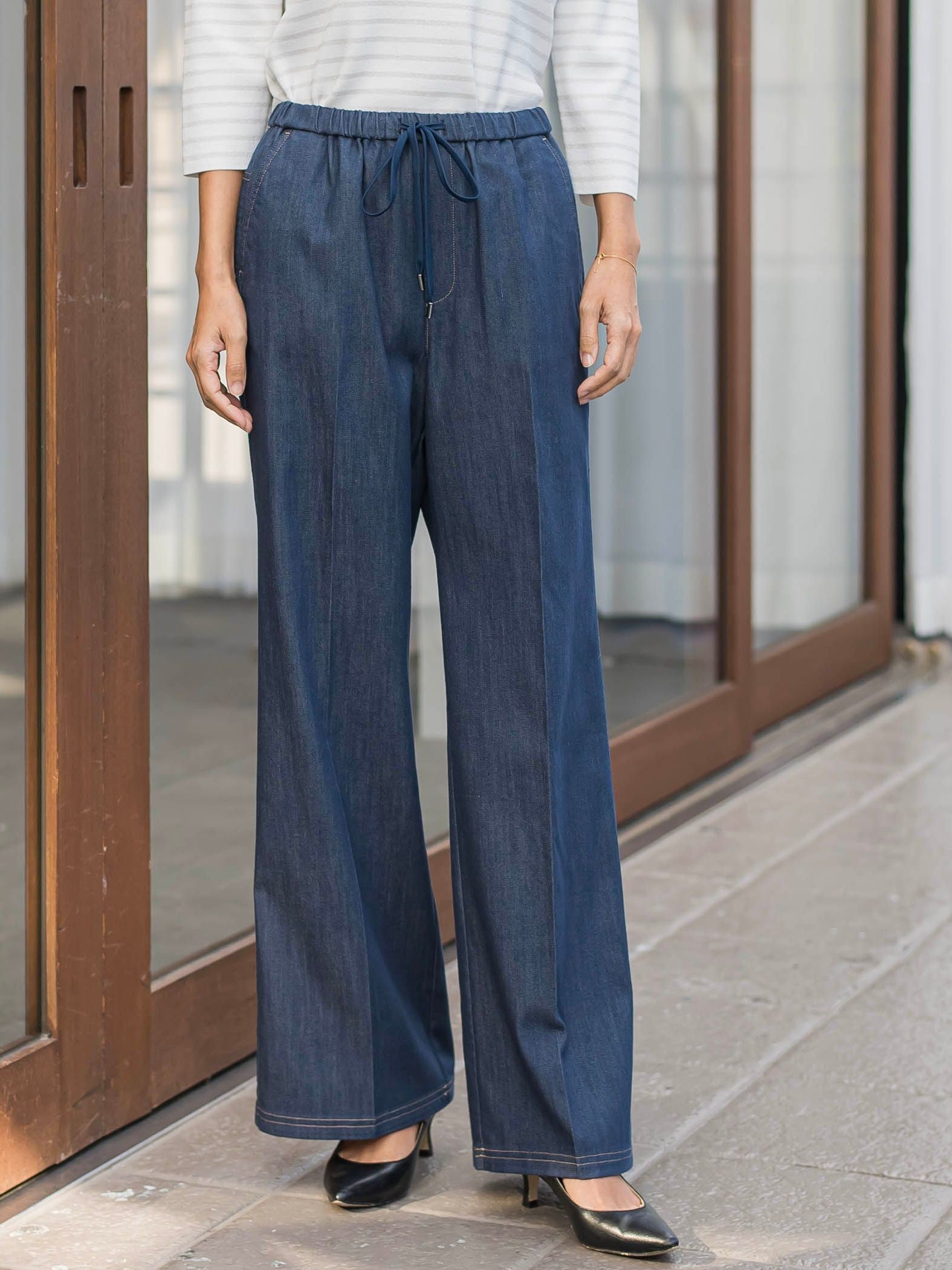 セルロースデニムワイドパンツ