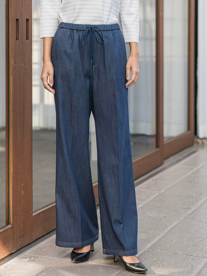 セルロースデニムワイドパンツ