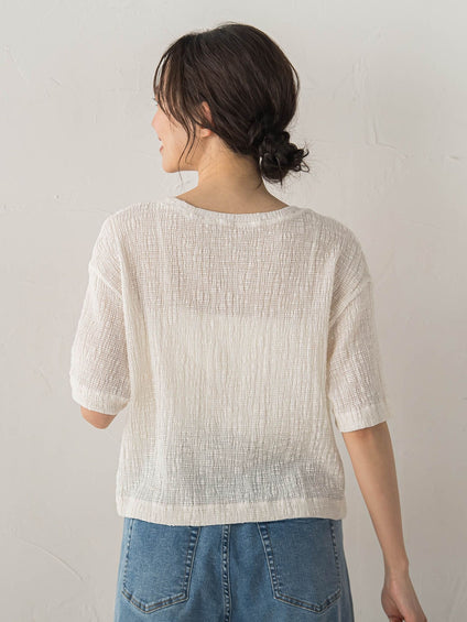 Recycle Slub BluseクロップドTシャツ