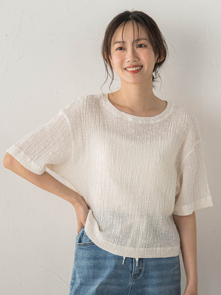 Recycle Slub BluseクロップドTシャツ