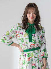 【KEITA KAWASAKI × Viaggio Bluコラボ】リリープリントブラウス