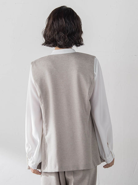 【大きいサイズ】リネンライクオックスジレ