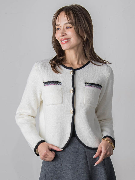 【WEB限定】バイカラーニットジャケット