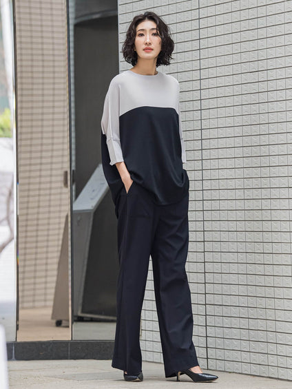 【WEB限定/大きいサイズ】ハイテンションワイドパンツ≪洗濯機で洗える≫