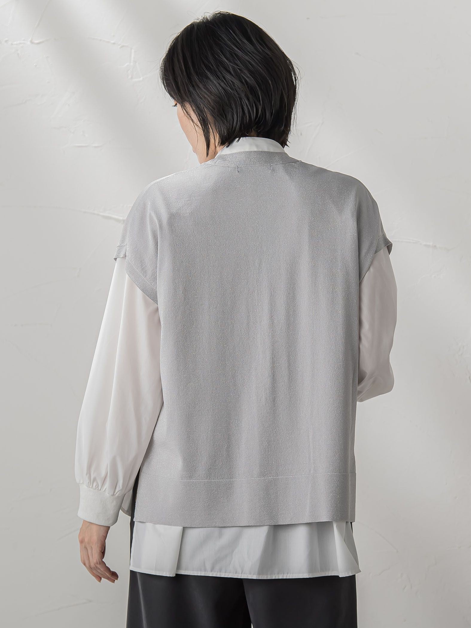 ”一枚でもレイヤードにも”ラメニットジレ≪手洗い可能≫