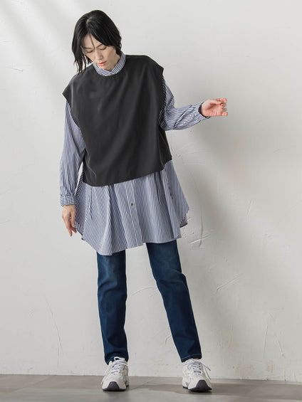 【WEB限定】ぐーんと伸びるデニムレギパン≪洗濯機で洗える≫