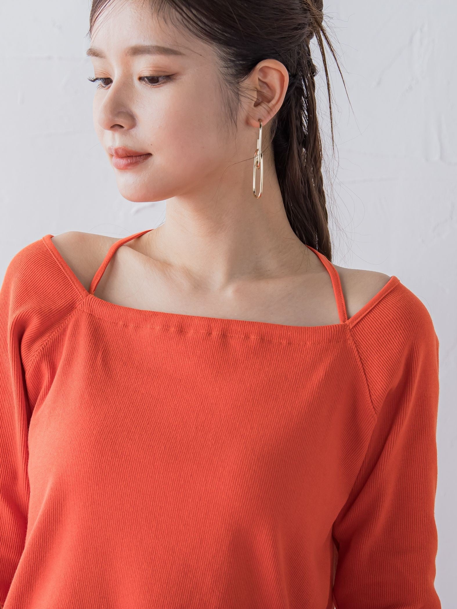 【レディな印象を演出】5分袖ヒモ付カットソー《洗濯機で洗える》