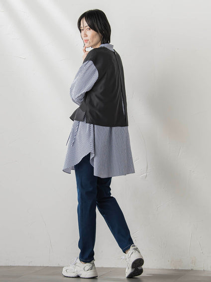 【WEB限定】ぐーんと伸びるデニムレギパン≪洗濯機で洗える≫