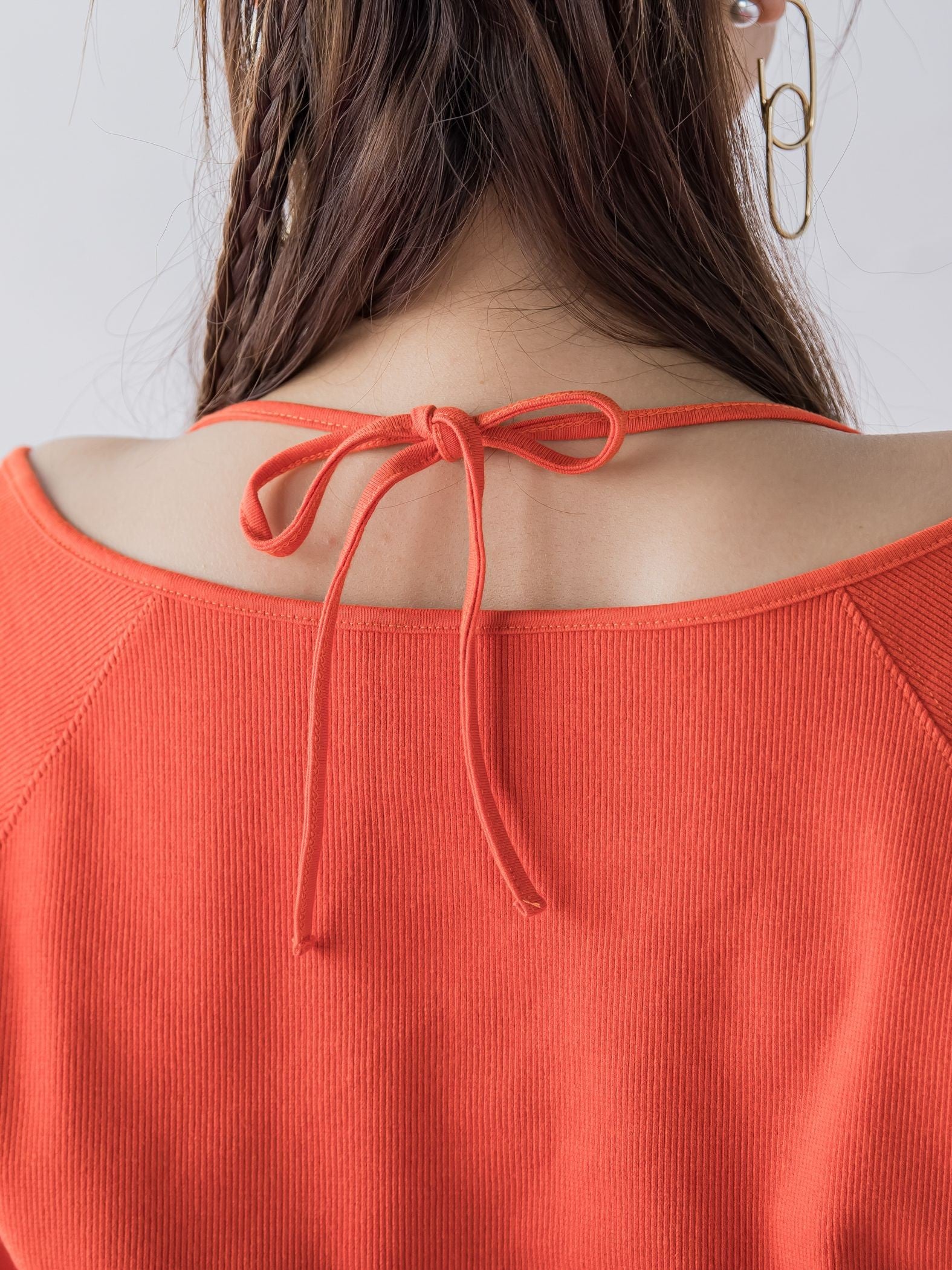 【レディな印象を演出】5分袖ヒモ付カットソー《洗濯機で洗える》