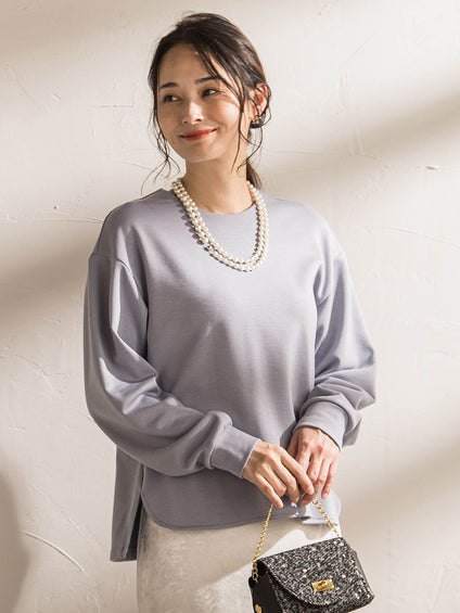 【WEB限定】《暖色美》裏起毛クルーネックトップス≪手洗い≫