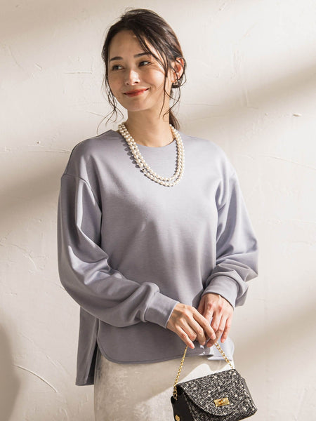 【WEB限定】《暖色美》裏起毛クルーネックトップス≪手洗い≫