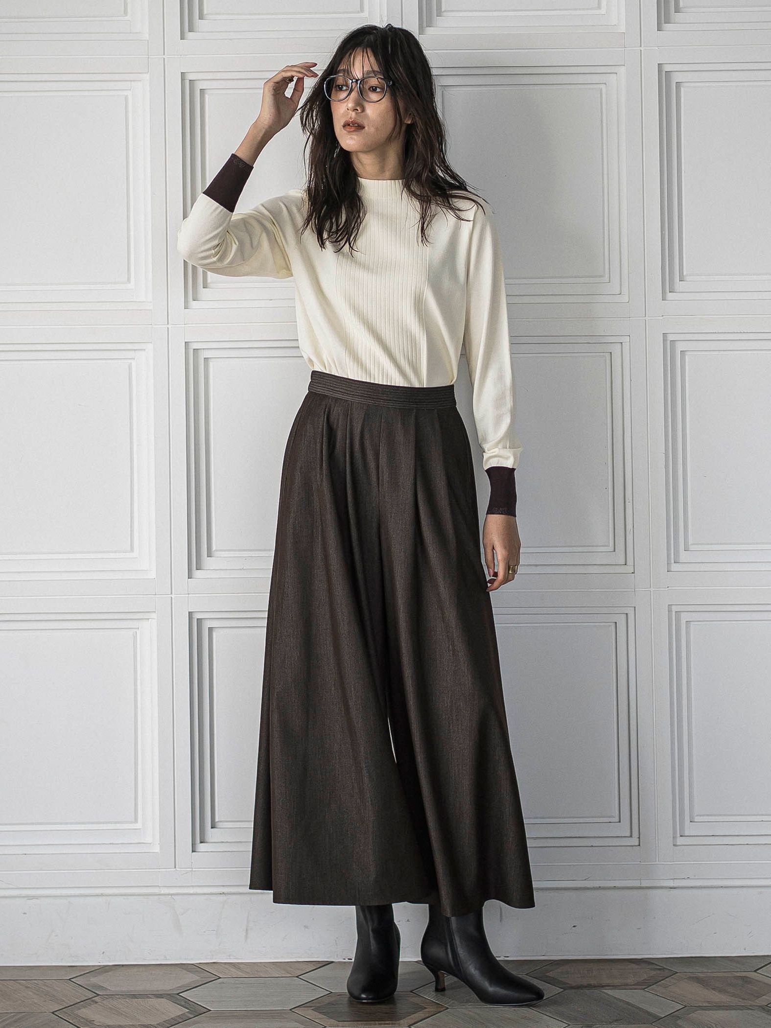 ボトルネック配色ニットプルオーバー≪手洗い可能≫