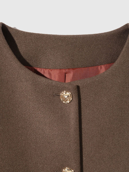 ウールチョウジャージーノーカラージャケット