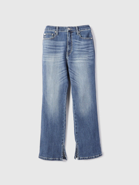 ウエストゴムフレアストレッチデニム