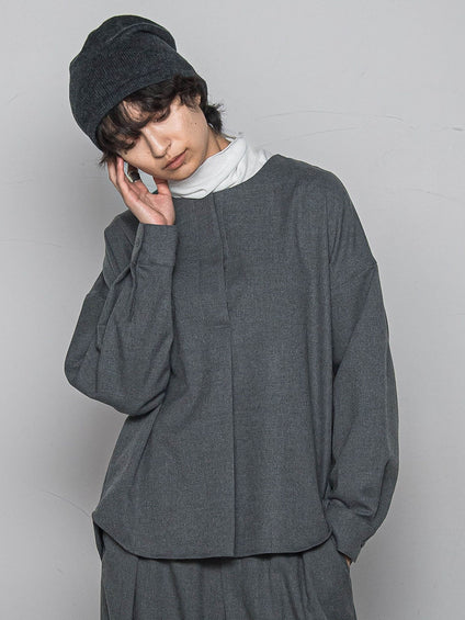 【一瞬で楽とキレイを叶える】裏起毛2WAYネックブラウス≪手洗い可能≫