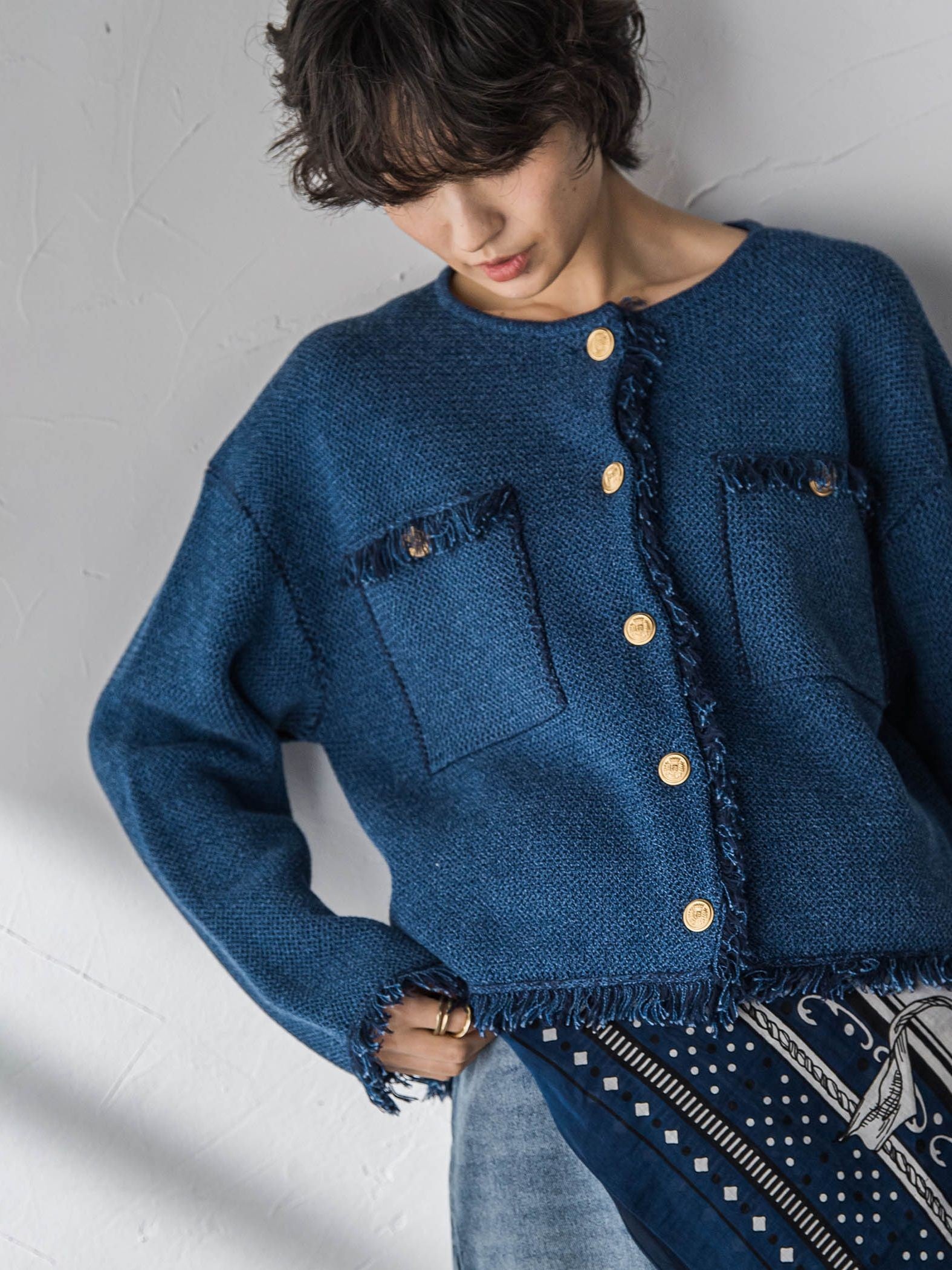 デニムライクニットジャケット