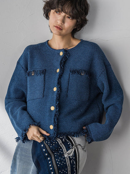 デニムライクニットジャケット