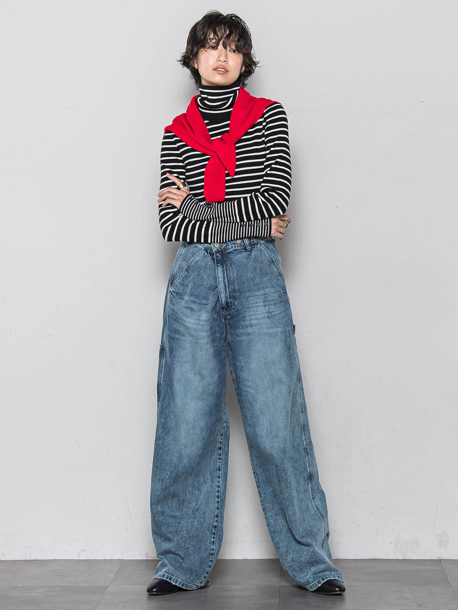 リブタートルニットプルオーバー≪手洗い可能≫