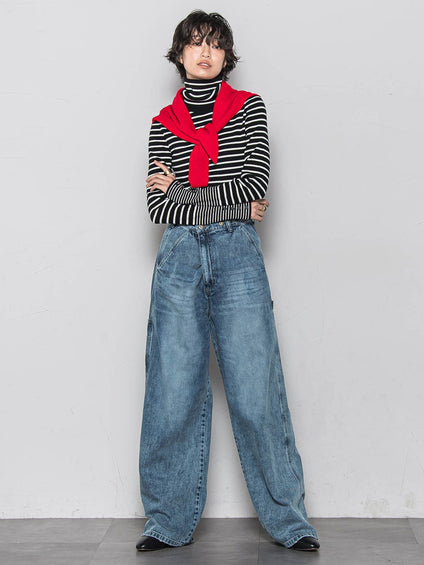 リブタートルニットプルオーバー≪手洗い可能≫