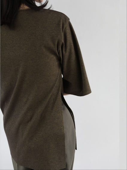 Side slit rib T【日本製】≪手洗い可能≫