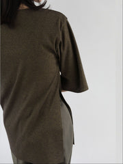 Side slit rib T【日本製】≪手洗い可能≫