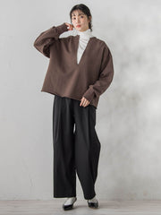 裏毛Vネックカットソー≪手洗い可能≫