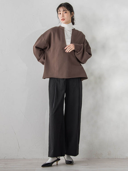 裏毛Vネックカットソー≪手洗い可能≫