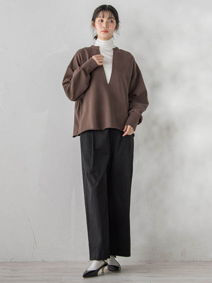 裏毛Vネックカットソー≪手洗い可能≫