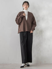 裏毛Vネックカットソー≪手洗い可能≫