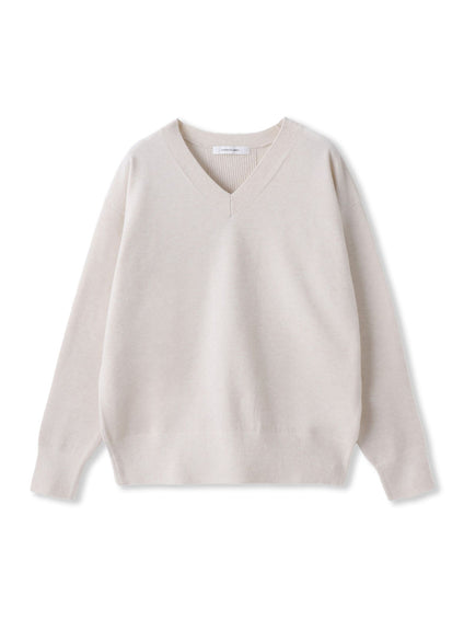 【ふわもち】Vネックニット≪洗濯機で洗える≫