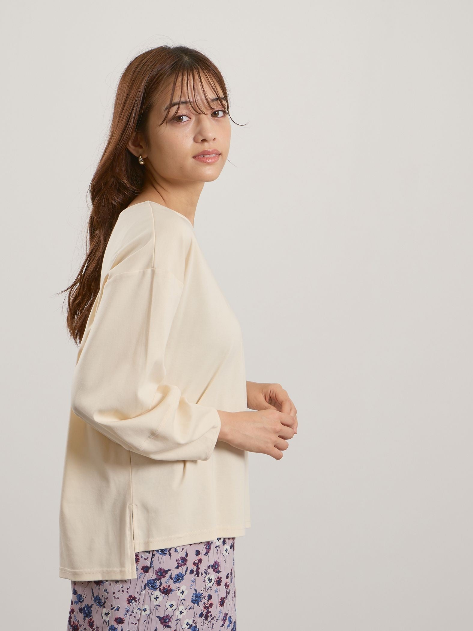 シルキースムースランタンスリーブカットソー≪手洗い可能≫