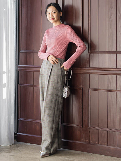 袖ボタンランダムリブニット≪手洗い可能≫