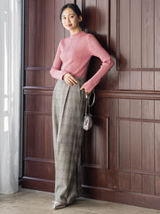 袖ボタンランダムリブニット≪手洗い可能≫