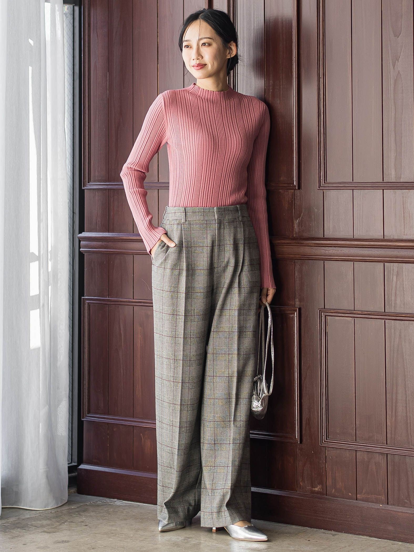 【新色追加】袖ボタンランダムリブニット≪手洗い可能≫