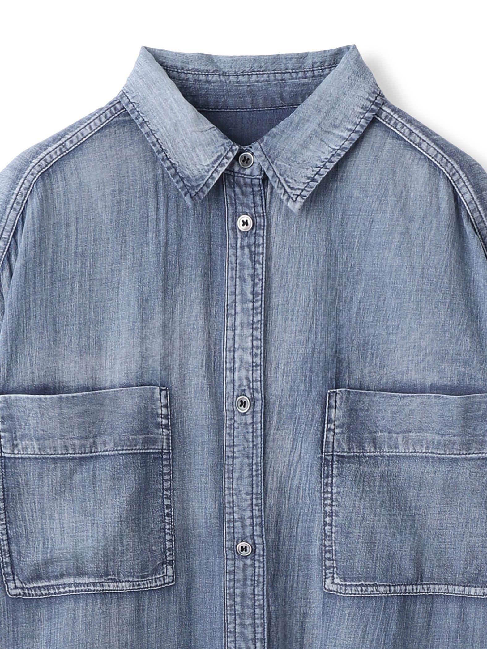 シアーデニムシャツ≪洗濯機で洗える≫