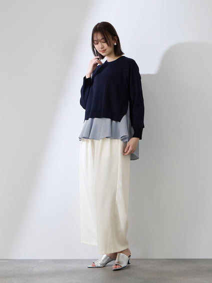 ダブルインタックプルオンワイドパンツ