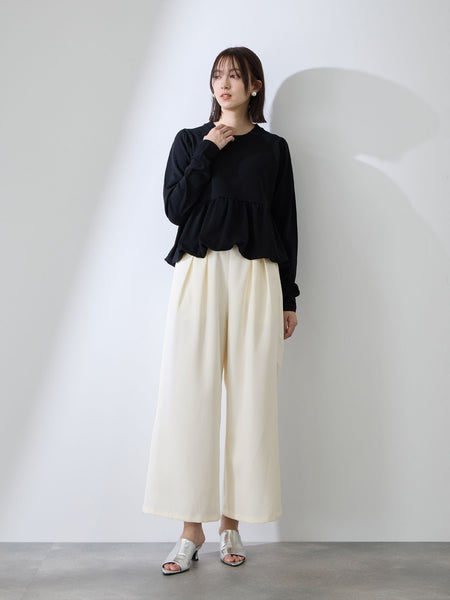 ダブルインタックプルオンワイドパンツ