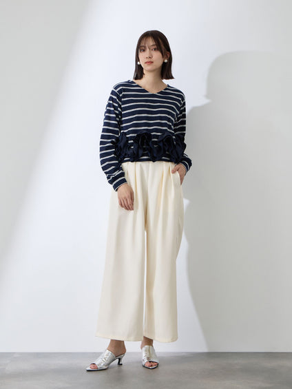 ダブルインタックプルオンワイドパンツ