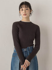 袖ボタンランダムリブニット≪手洗い可能≫