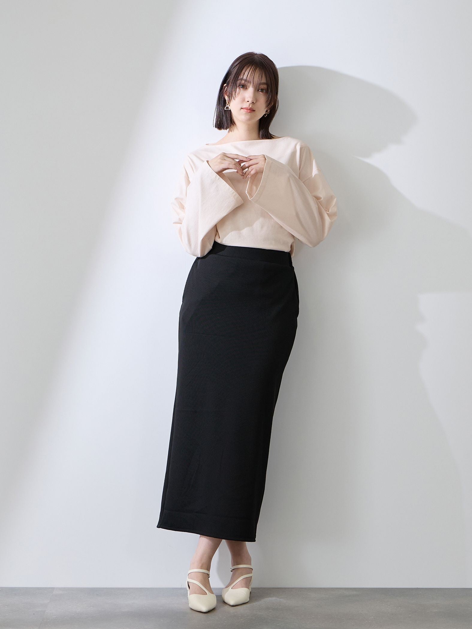 ハイゲージ天竺ボートネックプルオーバー