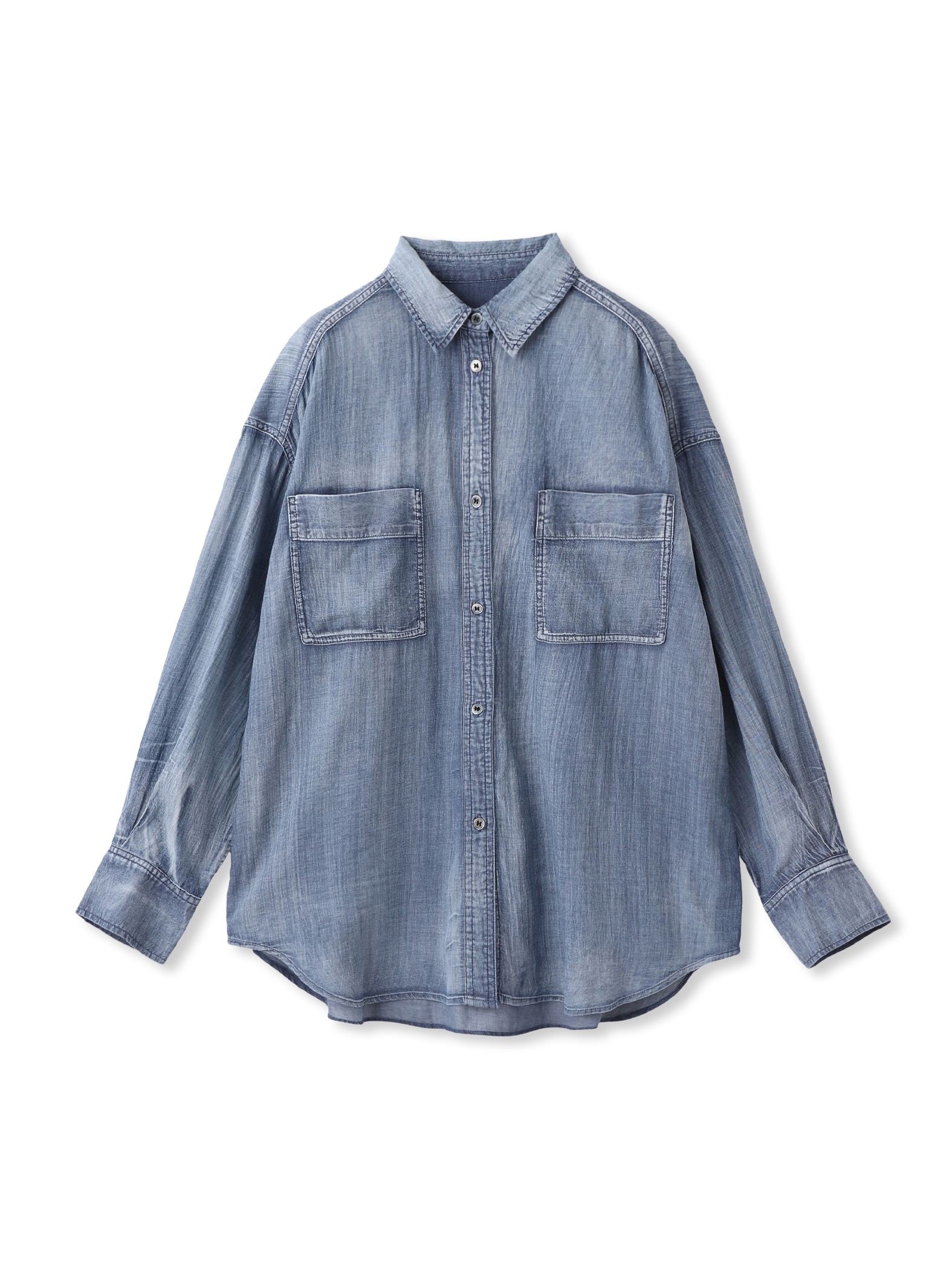 シアーデニムシャツ≪洗濯機で洗える≫