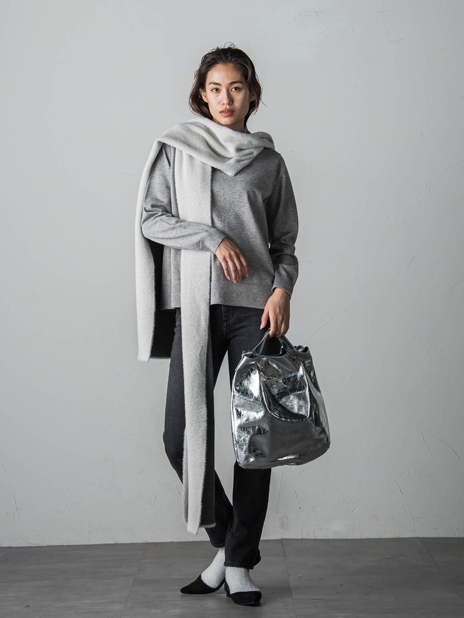 フェザーヤーンWフェイスフーディニットストール≪手洗い可能≫