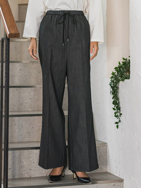 セルロースデニムワイドパンツ